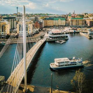 Laukontori harbor with Hopealinja ship.