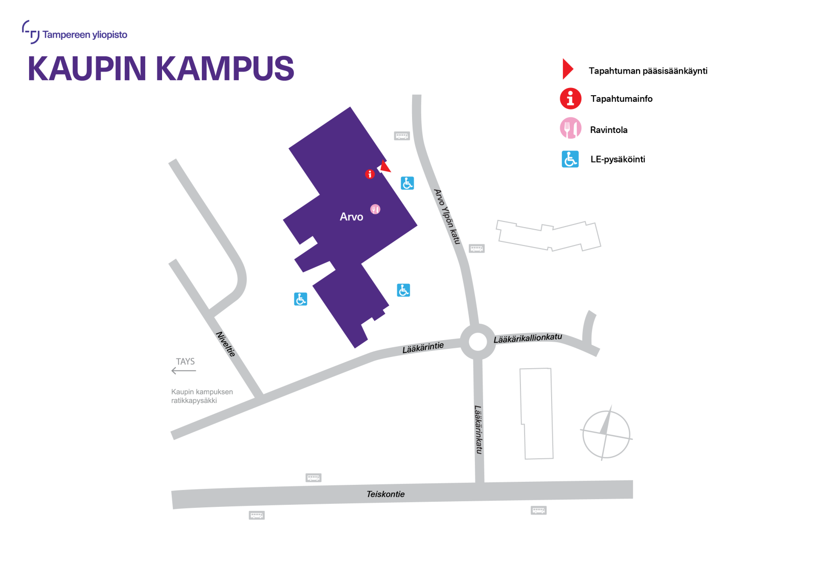 Kaupin kampuksen kartta.