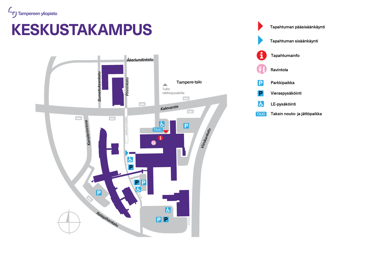 Keskustakampuksen kartta.