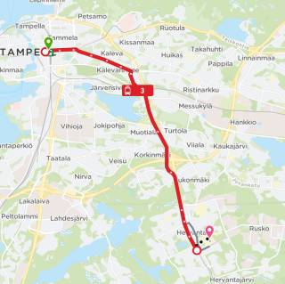 Hervanta is located southeast of Tampere train station and can be easily reached by tram line 3.