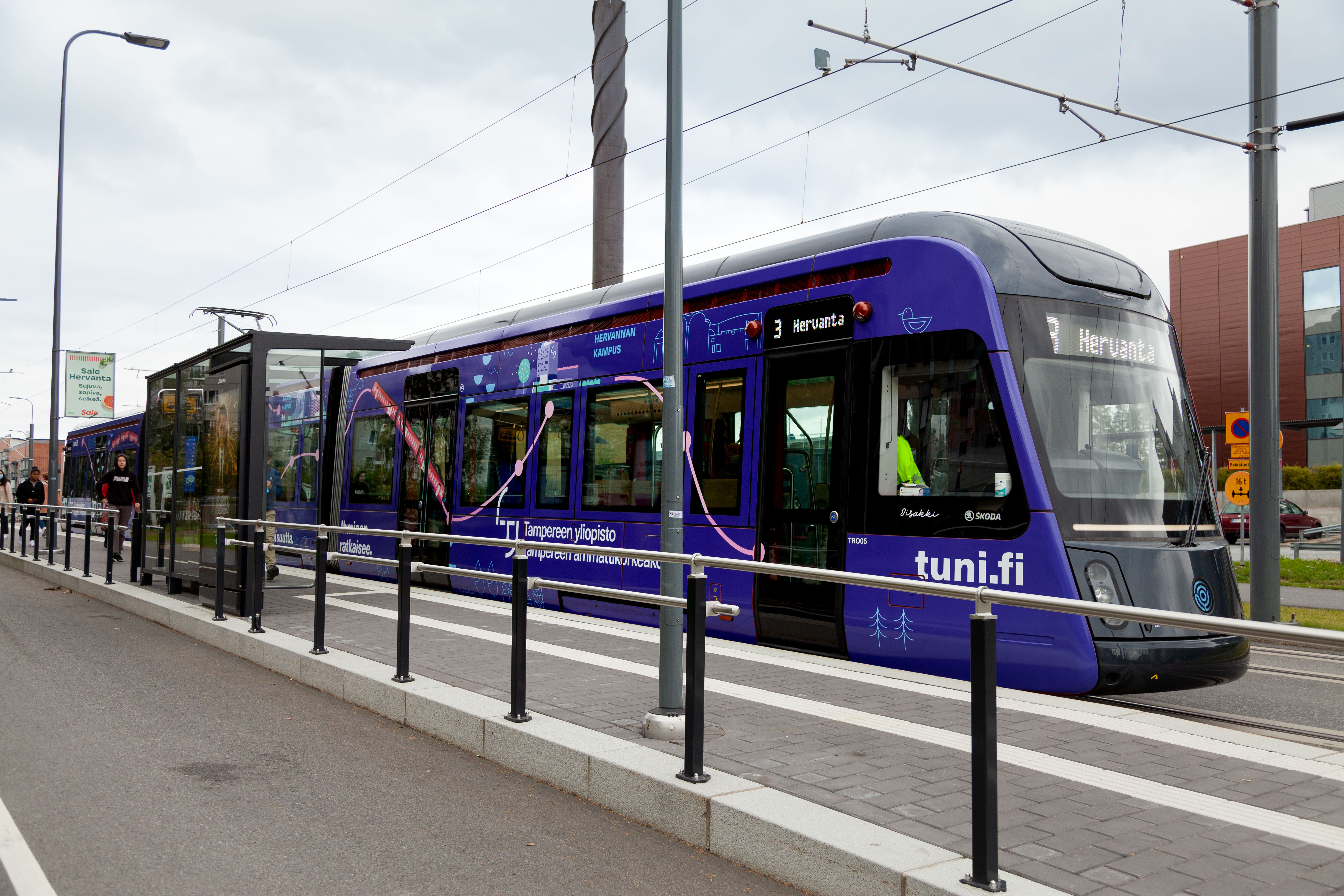 A tram with TUNI colours