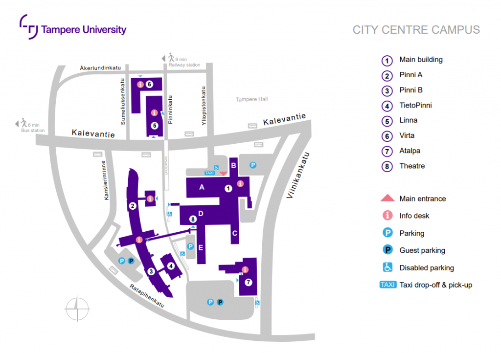 The City Centre Campus map | NTSN Conference 2023 | Tampere Universities