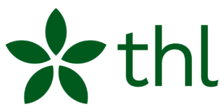 vihreä THL teksti ja logon vihreä kukka